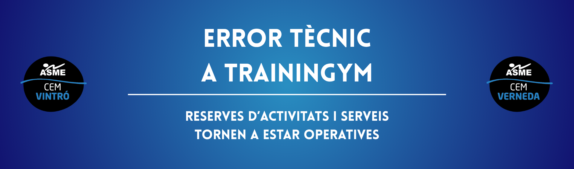 Incidència amb Trainingym: servei restablert