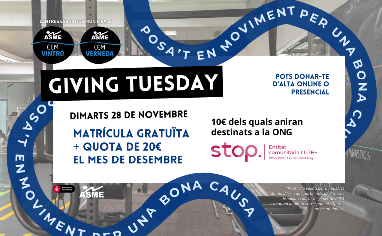 Oferta d’abonament pel Giving Tuesday al CEM Vintró i CEM La Verneda  